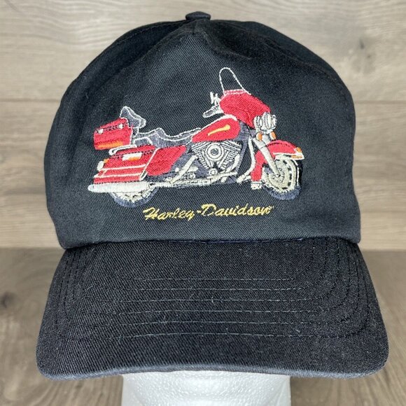 Harley-Davidson Motorcycle Strap Back Embroidered Hat - USA Made Ball Cap - Picture 2 of 12